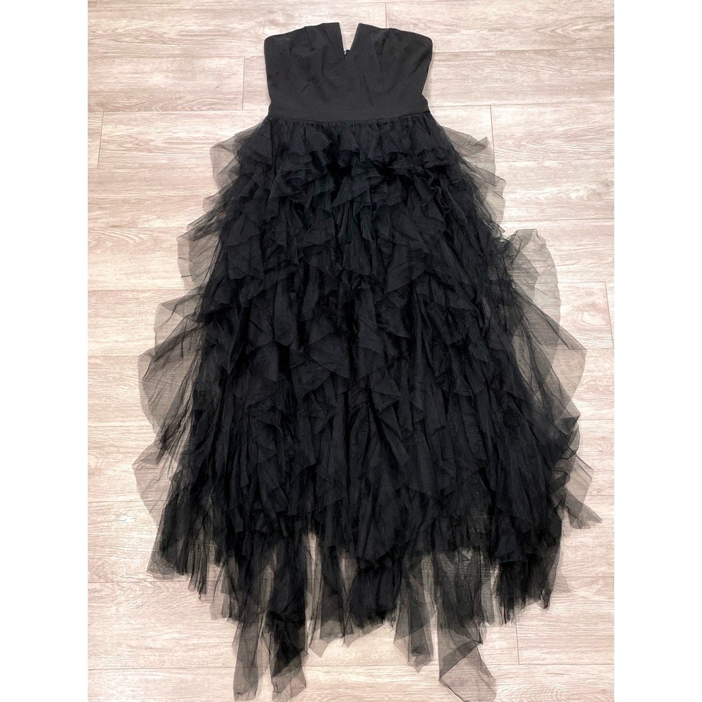 Whimsigoth Coquette Dark Romantic Women Maxi Dress XL Tiered Tulle Strapless
